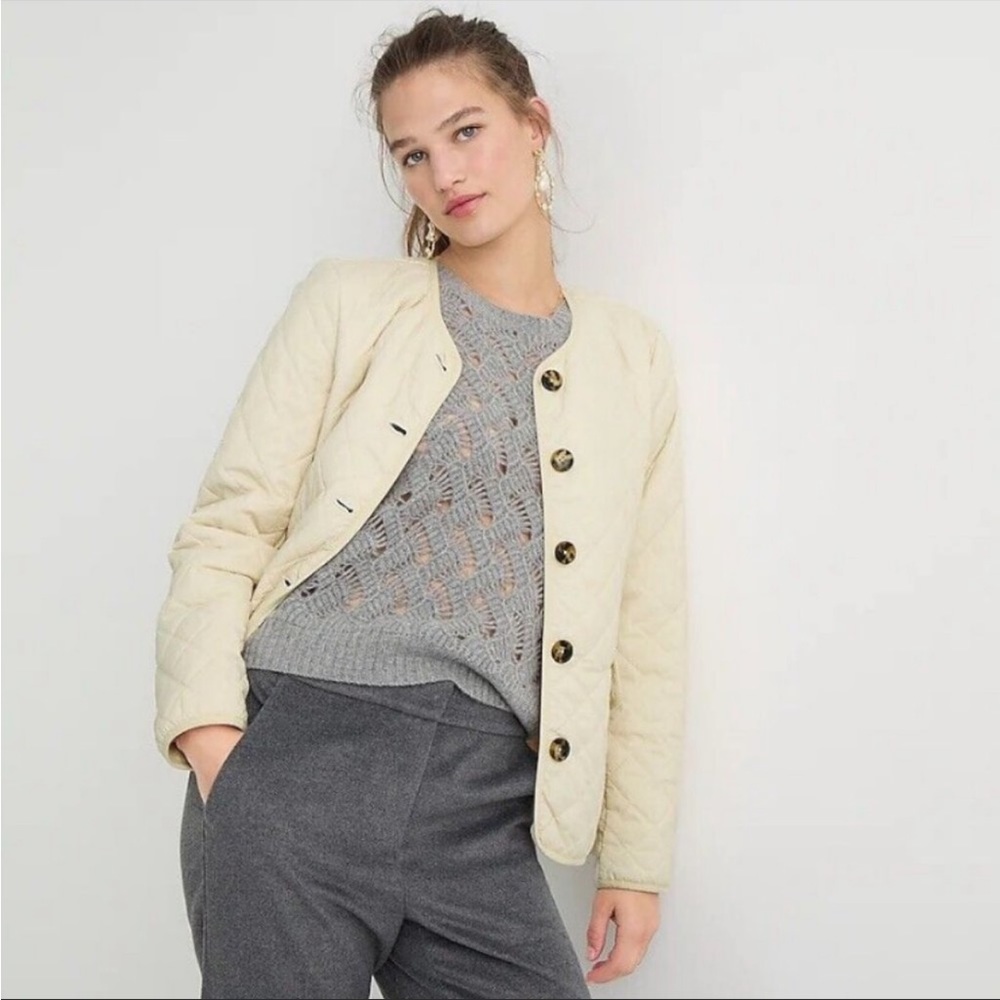 J. Crew Cream Quilted Jacket - Picture 2 of 13